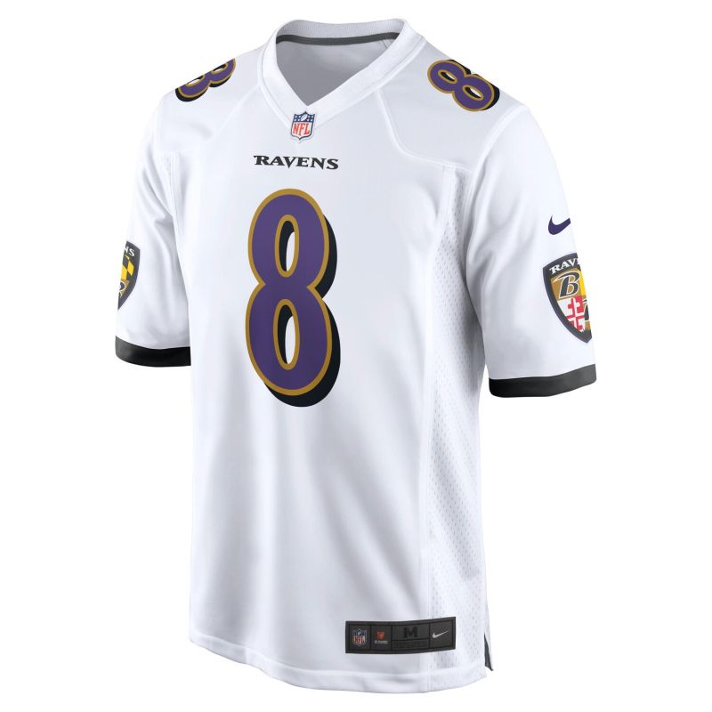 Lamar Jackson #8 Baltimore Ravens Nike Game NFL Jersey White view 2