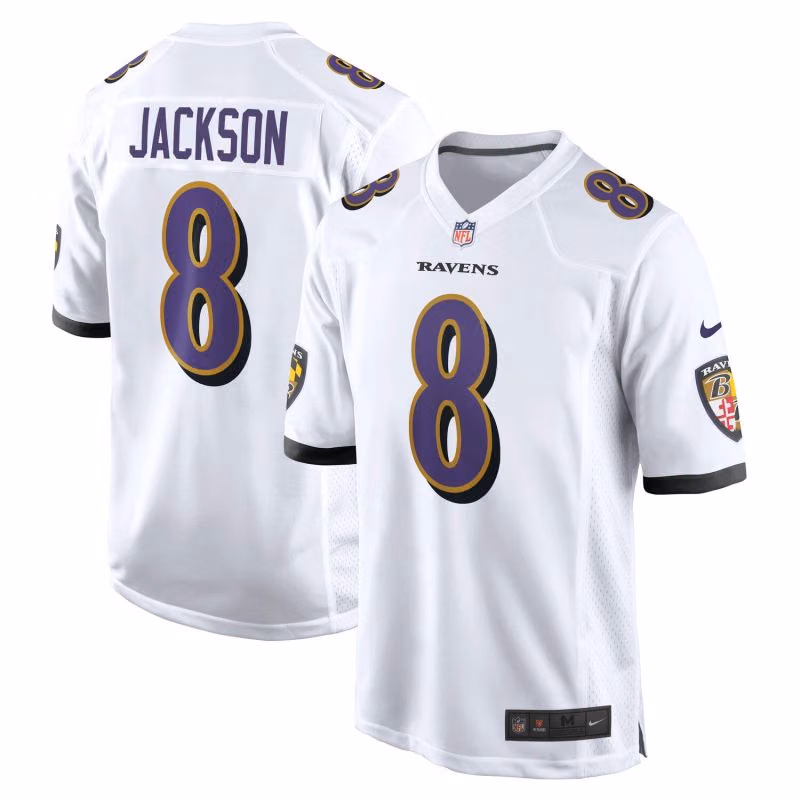 Lamar Jackson #8 Baltimore Ravens Nike Game NFL Jersey White view 1
