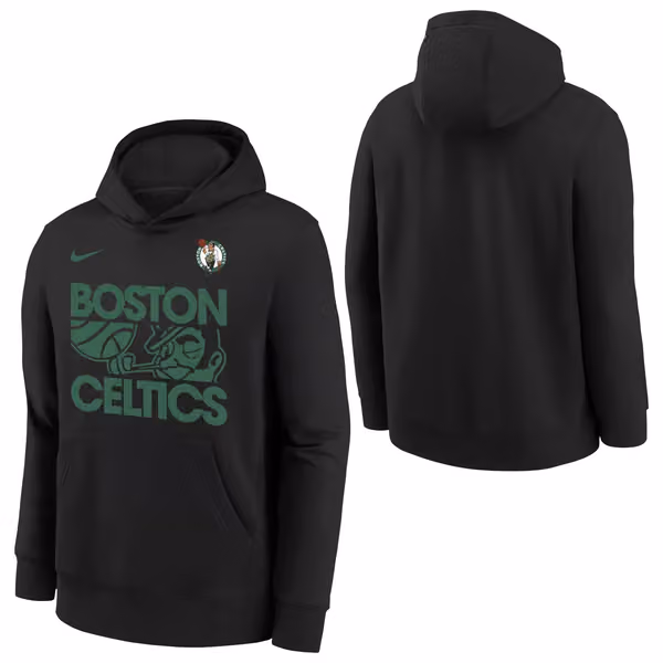 Boston Celtics NBA Courtside Nike Club Hoodie Black (YOUTH) view 1