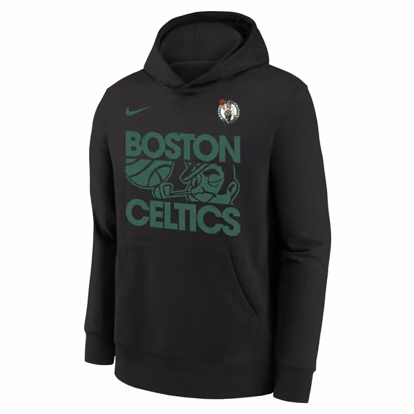 Boston Celtics NBA Courtside Nike Club Hoodie Black (YOUTH) view 2