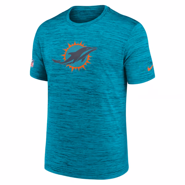 Miami Dolphins 2025 Rivalries Velocity Dri-FIT NFL T-Shirt Aqua view 1