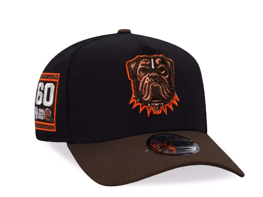 New Era Cleveland Browns 60th Anniversary Black Two Tone Edition 9Forty A Frame Snapback Hat front
