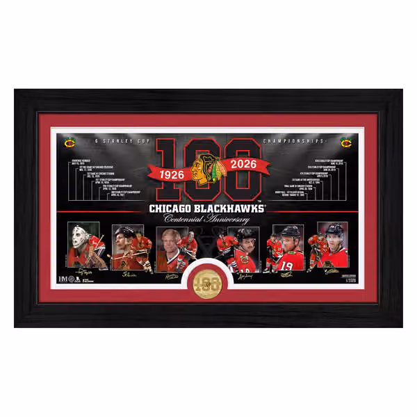 Chicago Blackhawks 100th Anniversary Bronze Coin Framed NHL Photo view 1