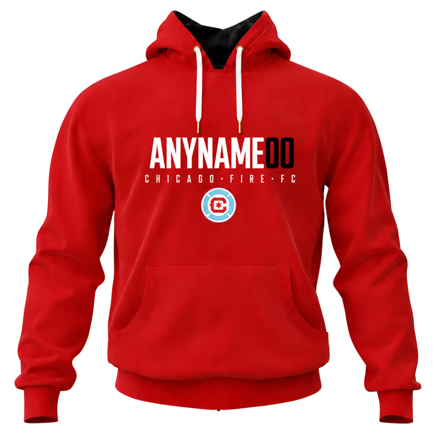 Chicago Fire Red Hoodie Custom Name and Number Bold Fanwear