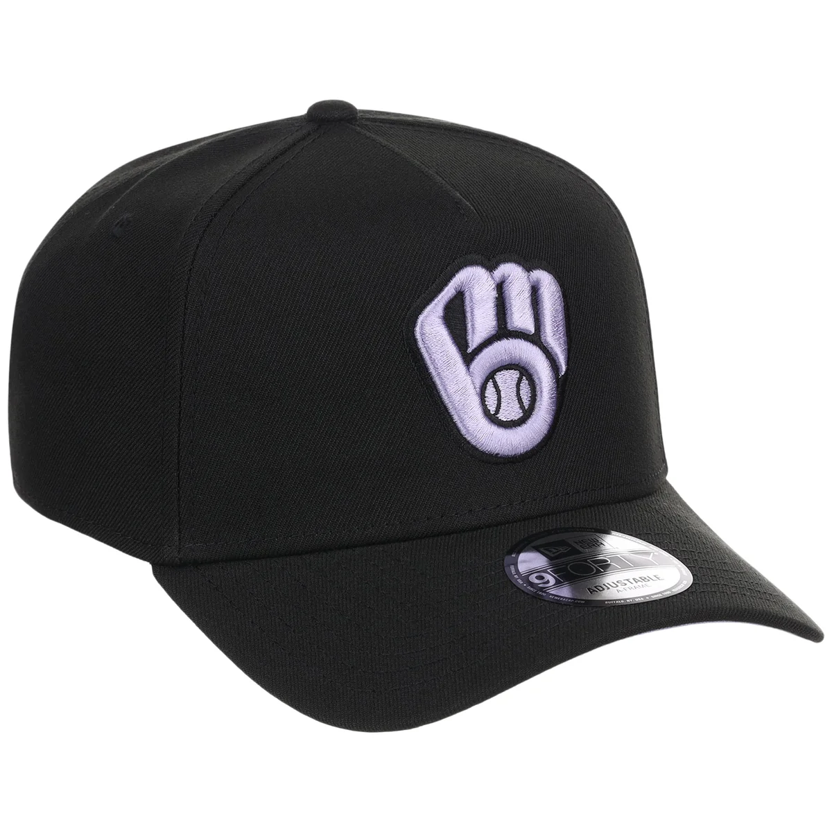 Milwaukee Brewers MLB Black x Lavender FASHION CORE New Era 9FORTY A-Frame front view