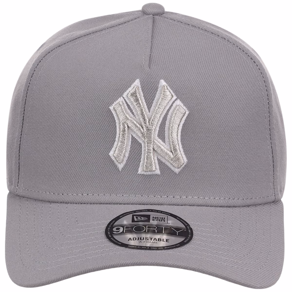 New York Yankees MLB Gray x White FASHION CORE New Era 9FORTY A-Frame detail view