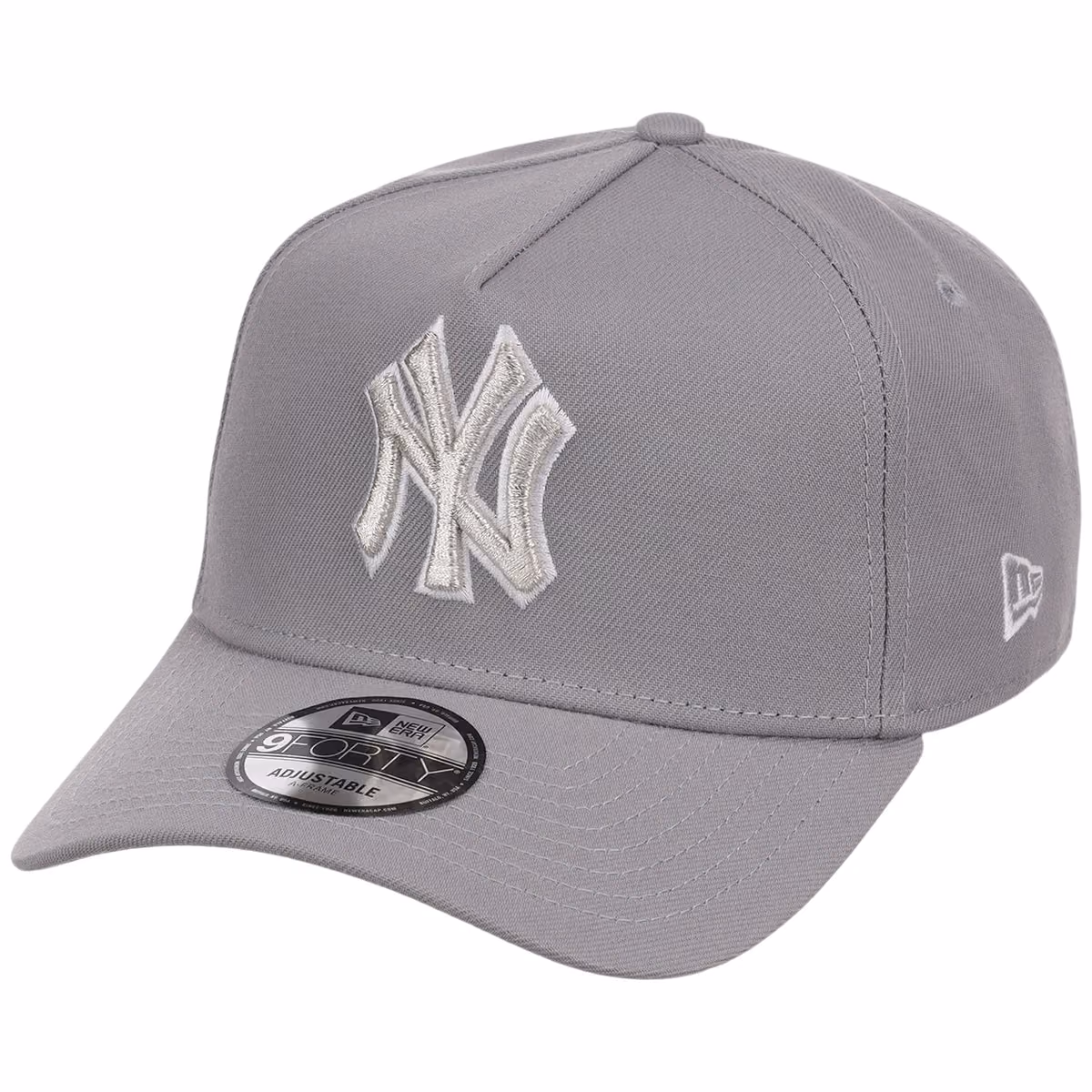 New York Yankees MLB Gray x White FASHION CORE New Era 9FORTY A-Frame detail view