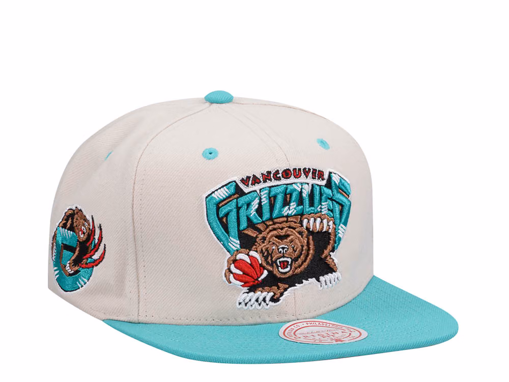 Mitchell & Ness Vancouver Grizzlies Sail Off White Two Tone Snapback Hat front