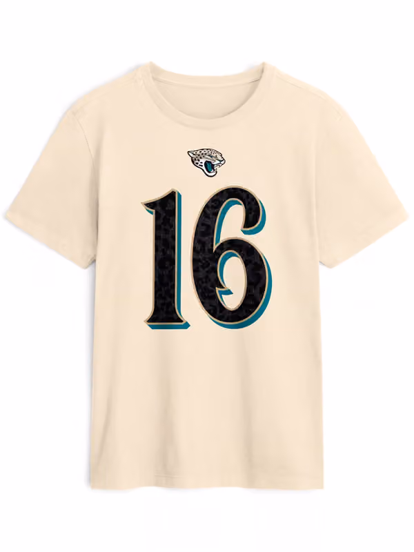 Trevor Lawrence #16 Jacksonville Jaguars 2026 NFL Rivalries Player T-Shirt Natural view 2