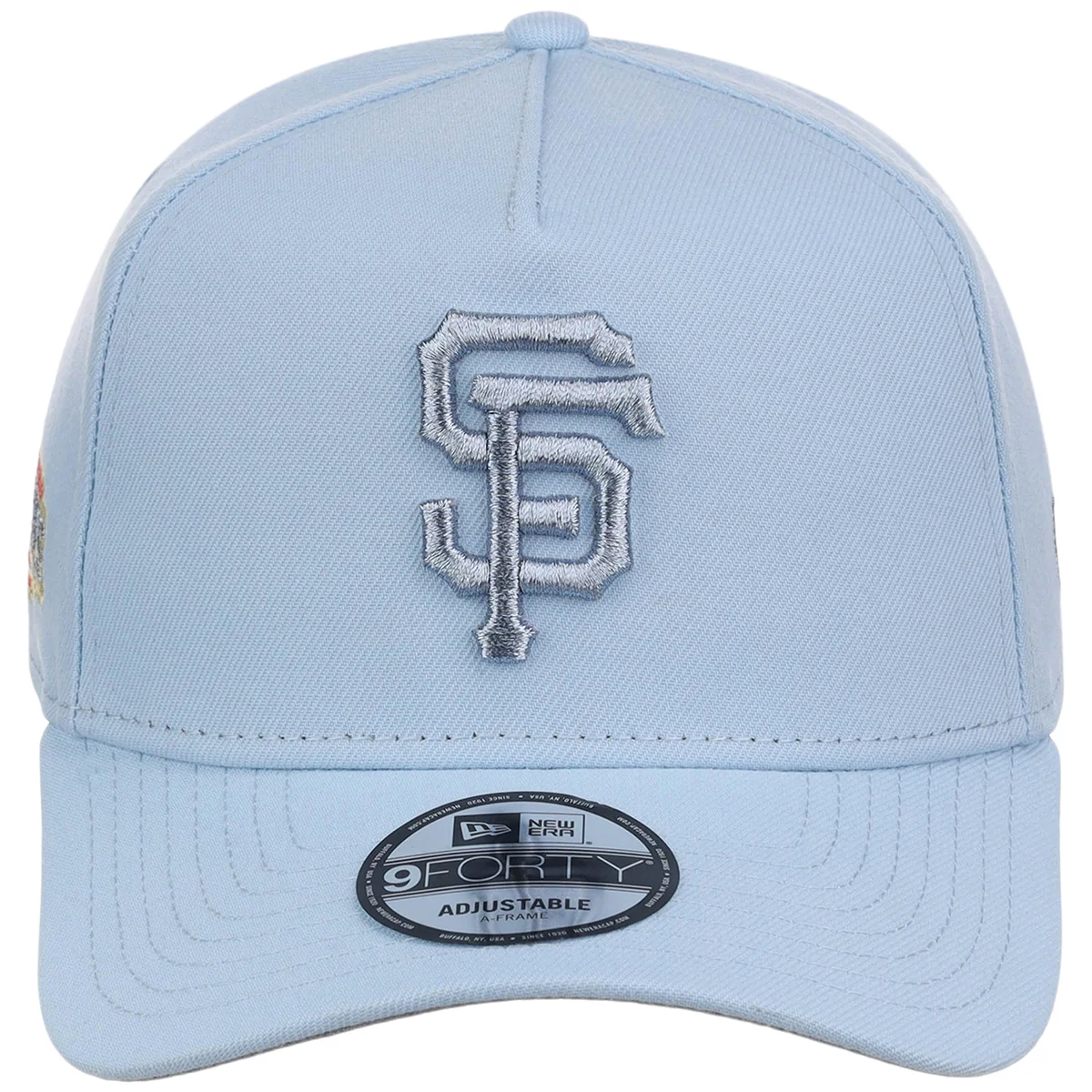 San Francisco Giants MLB Glacial Blue New Era 9FORTY A-Frame detail view