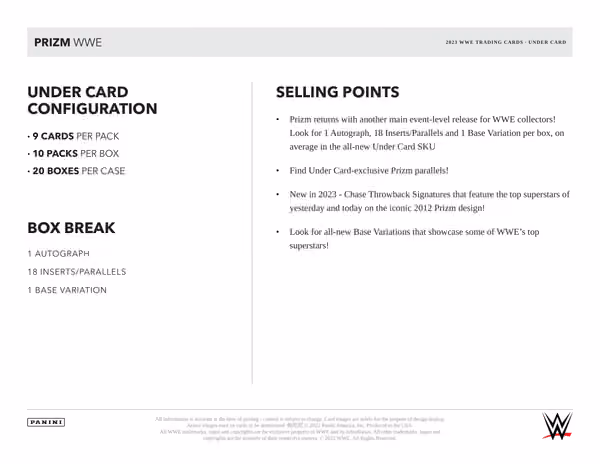 2023 Panini Prizm WWE Wrestling Under Card Box view 5