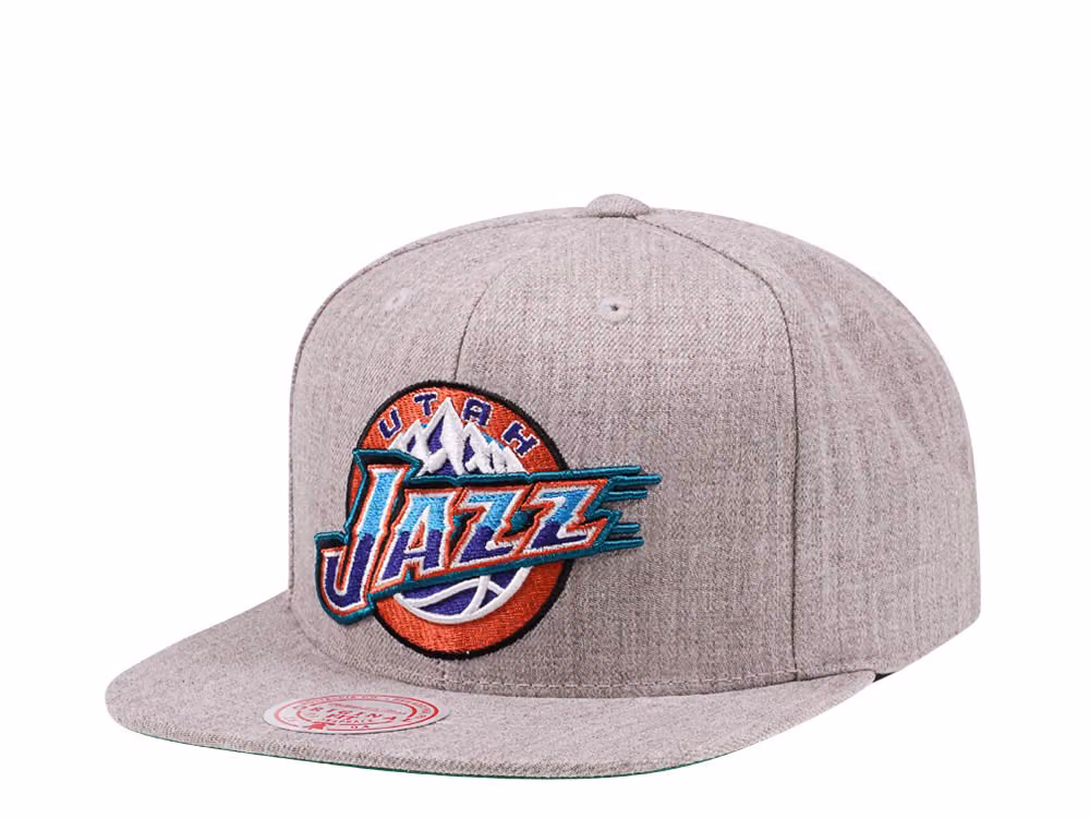 Mitchell & Ness Utah Jazz Hardwood Classics Heather Snapback Hat front