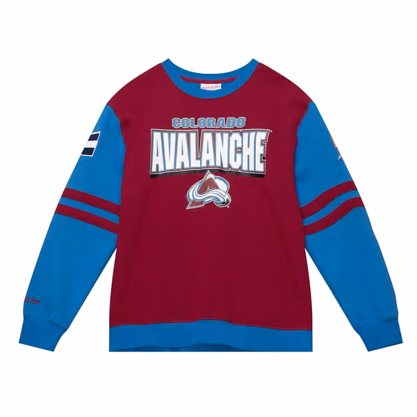 Colorado Avalanche All Over Mitchell & Ness NHL Crew Fleece Pullover view 1