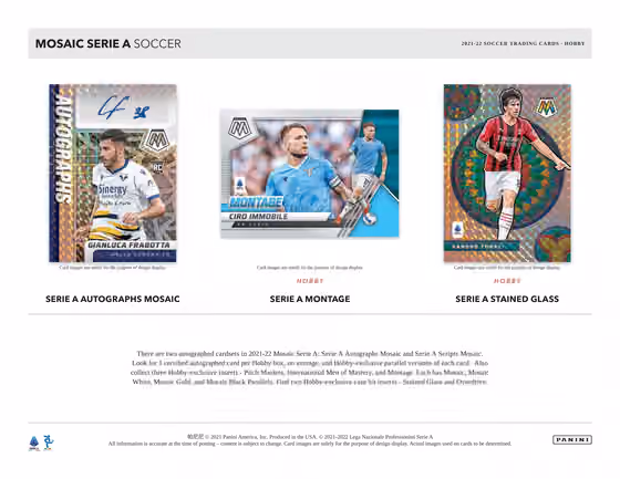 2021/22 Panini Mosaic Serie A Soccer Hobby Box view 3
