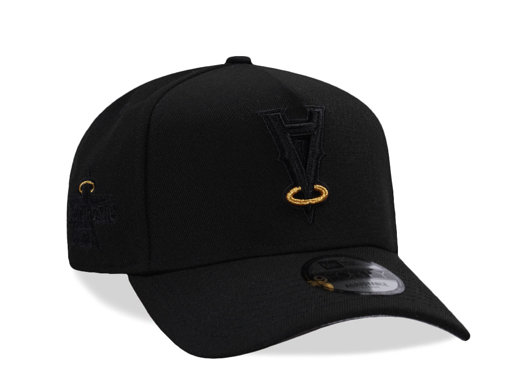 New Era Anaheim Angels Golden Detail Black Prime Edition 9Forty A Frame Snapback Hat front
