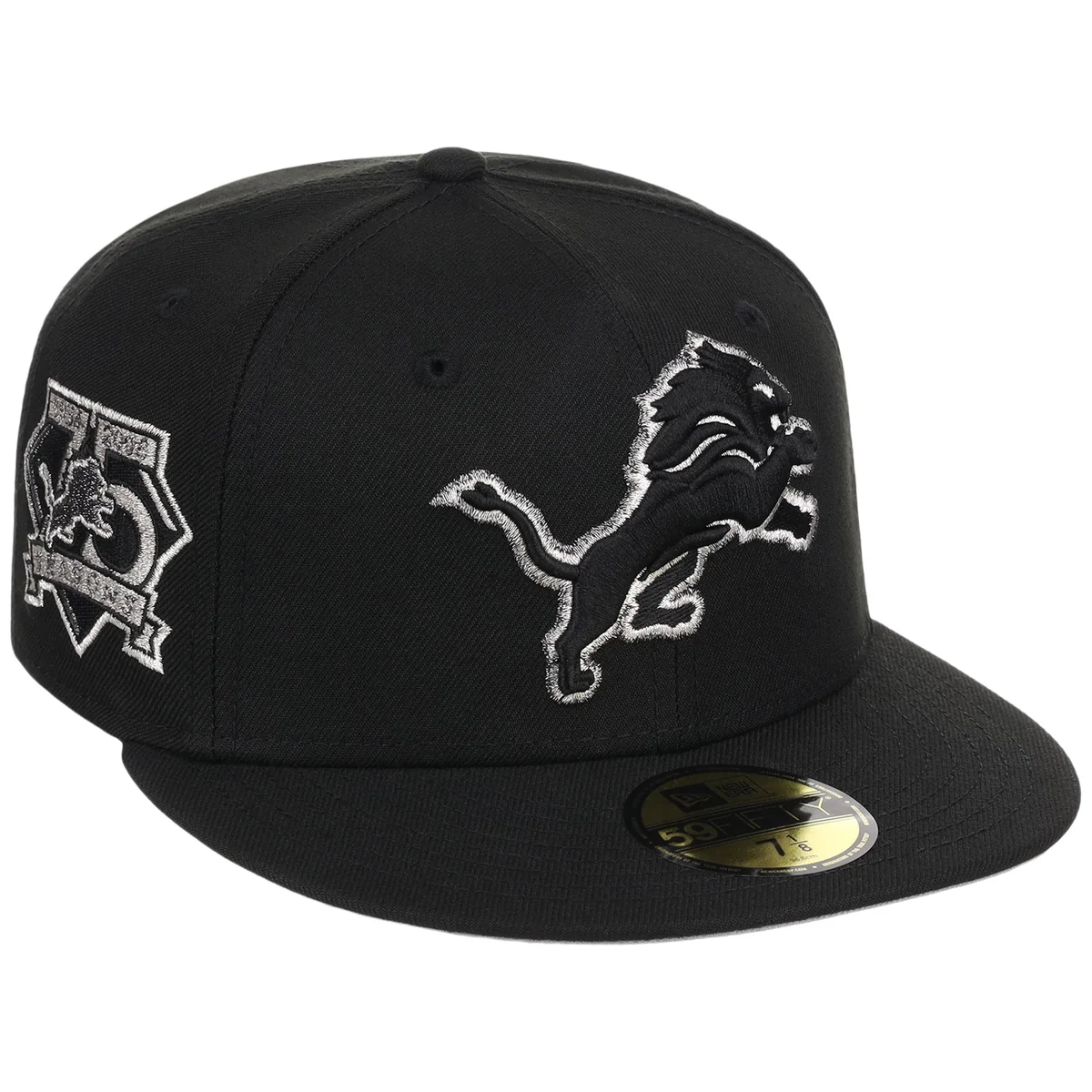 Detroit Lions NFL Liquid Titanium New Era 59FIFTY front view
