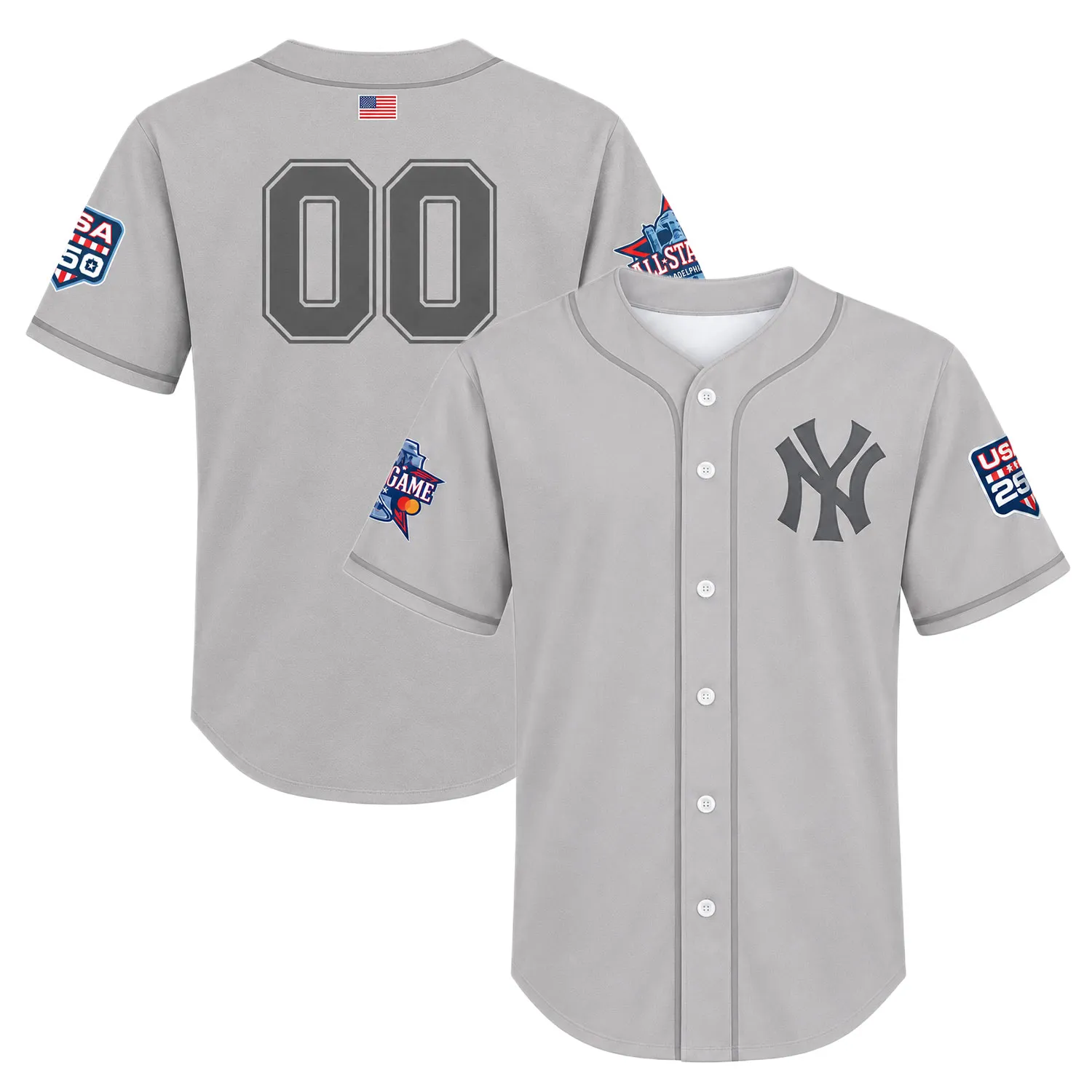 New York Yankees Grey USA 250 Jersey Epic Custom Player