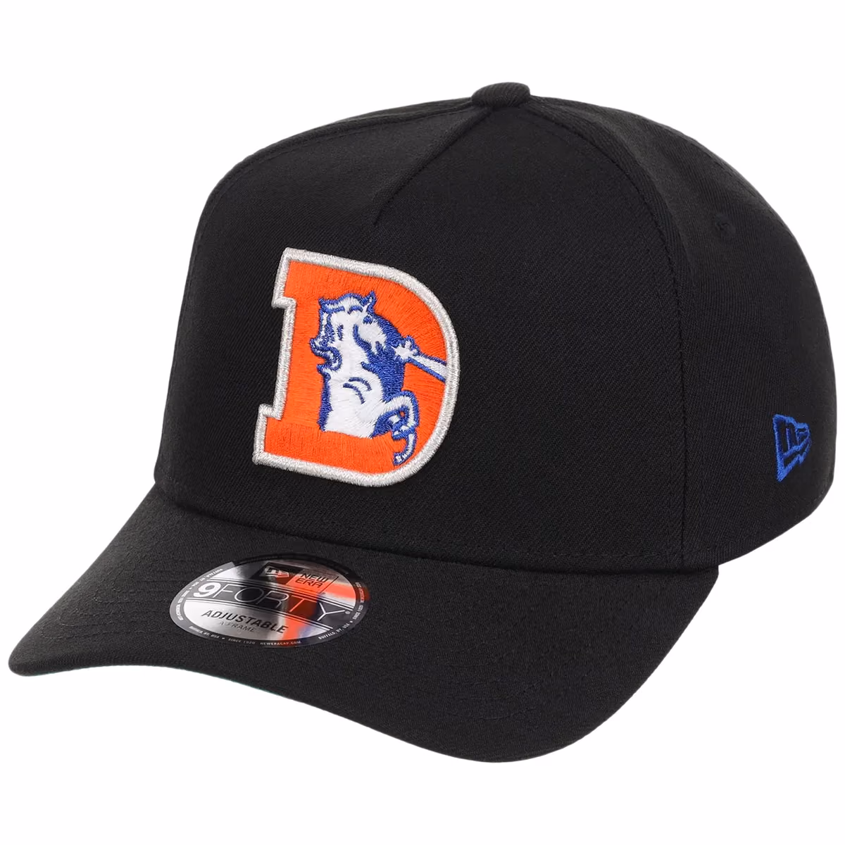 Denver Broncos NFL Black Dome New Era 9FORTY A-Frame detail view