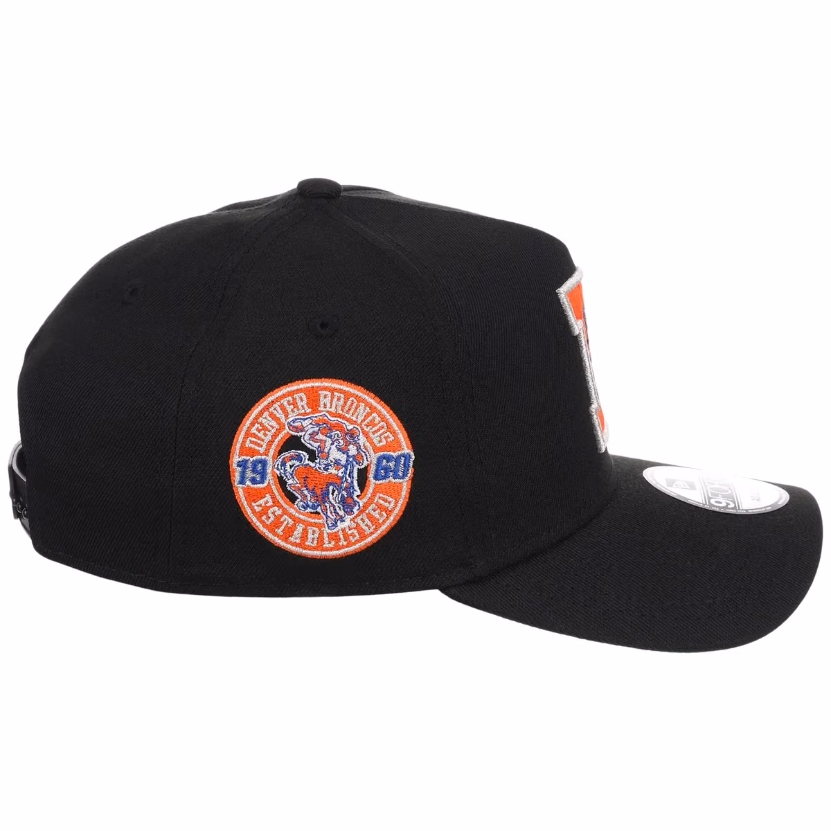 Denver Broncos NFL Black Dome New Era 9FORTY A-Frame detail view