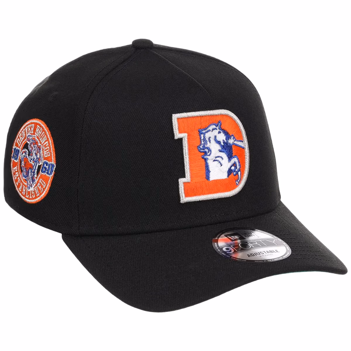 Denver Broncos NFL Black Dome New Era 9FORTY A-Frame front view