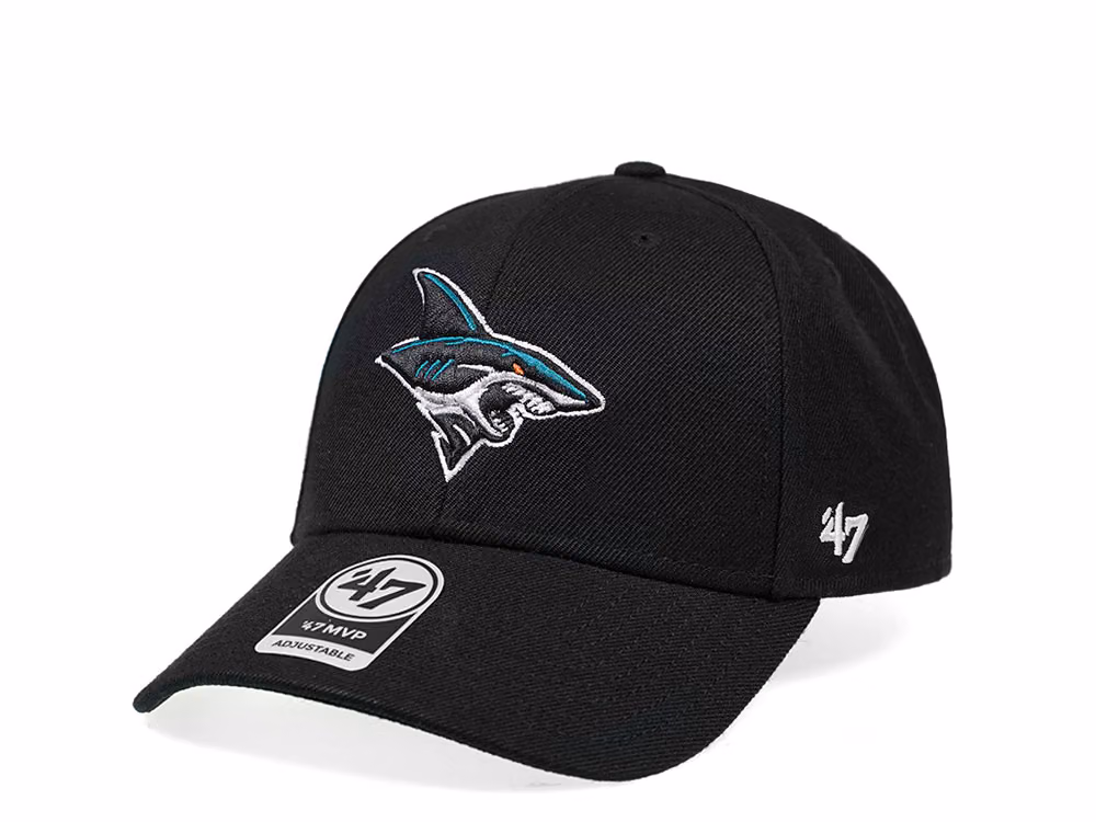 47Brand San Jose Sharks Secondary Logo Black Strapback Hat front