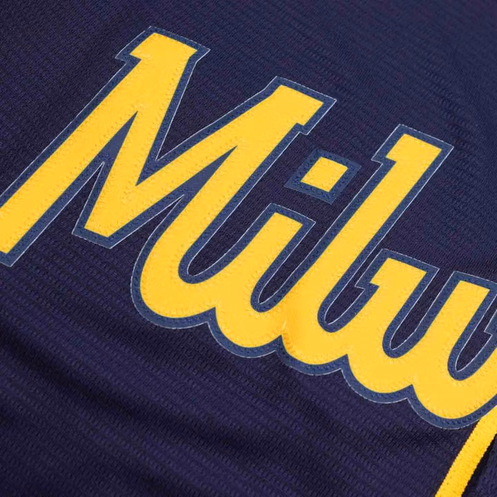 Milwaukee Brewers Nike Replica MLB Alternate Road Jersey Navy view 3