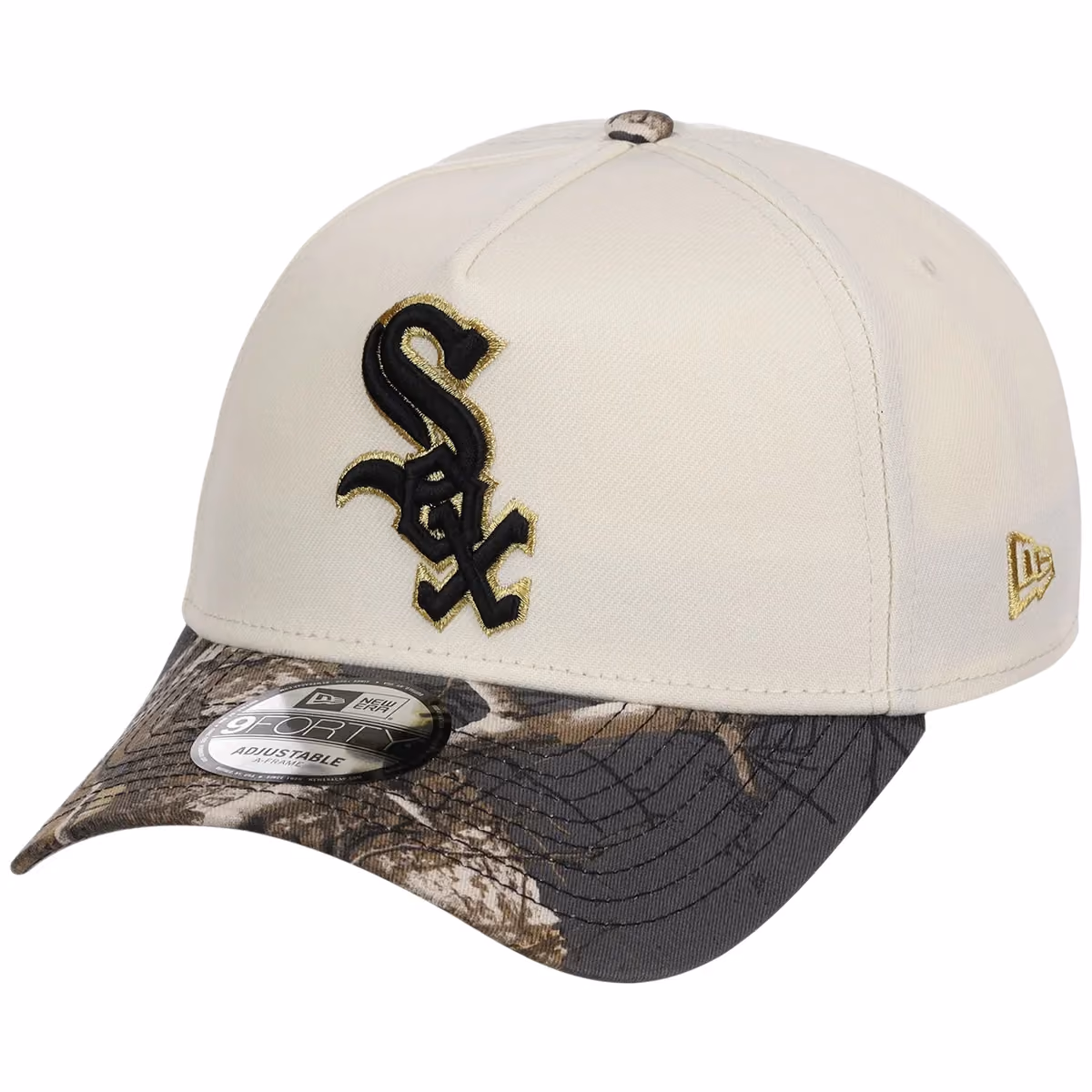 Chicago White Sox MLB Black Realtree Chrome New Era 9FORTY detail view