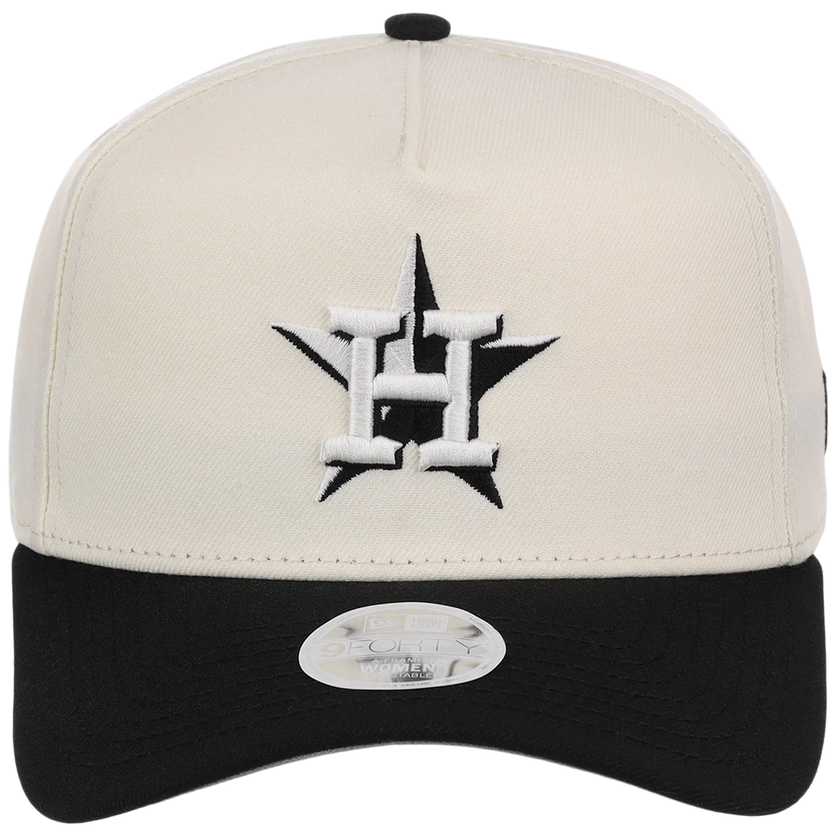 Houston Astros Women's New Era 9FORTY Chrome x Black A-Frame detail view