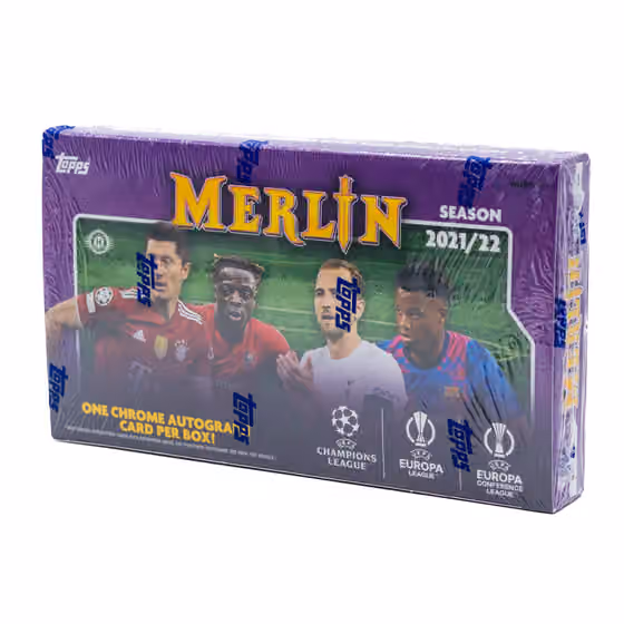 2021/22 Topps UEFA Champions League Merlin Chrome Soccer Hobby Box view 1