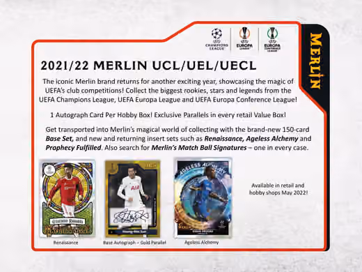 2021/22 Topps UEFA Champions League Merlin Chrome Soccer Hobby Box view 2