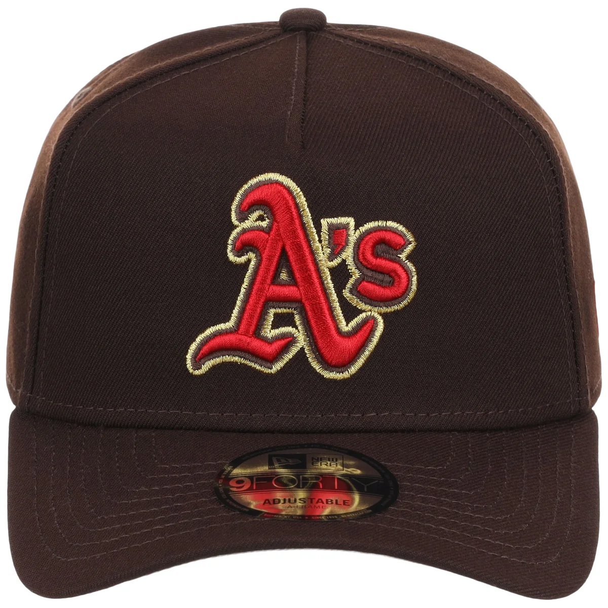Oakland Athletics MLB Burnt Wood FASHION CORE New Era 9FORTY A-Frame detail view