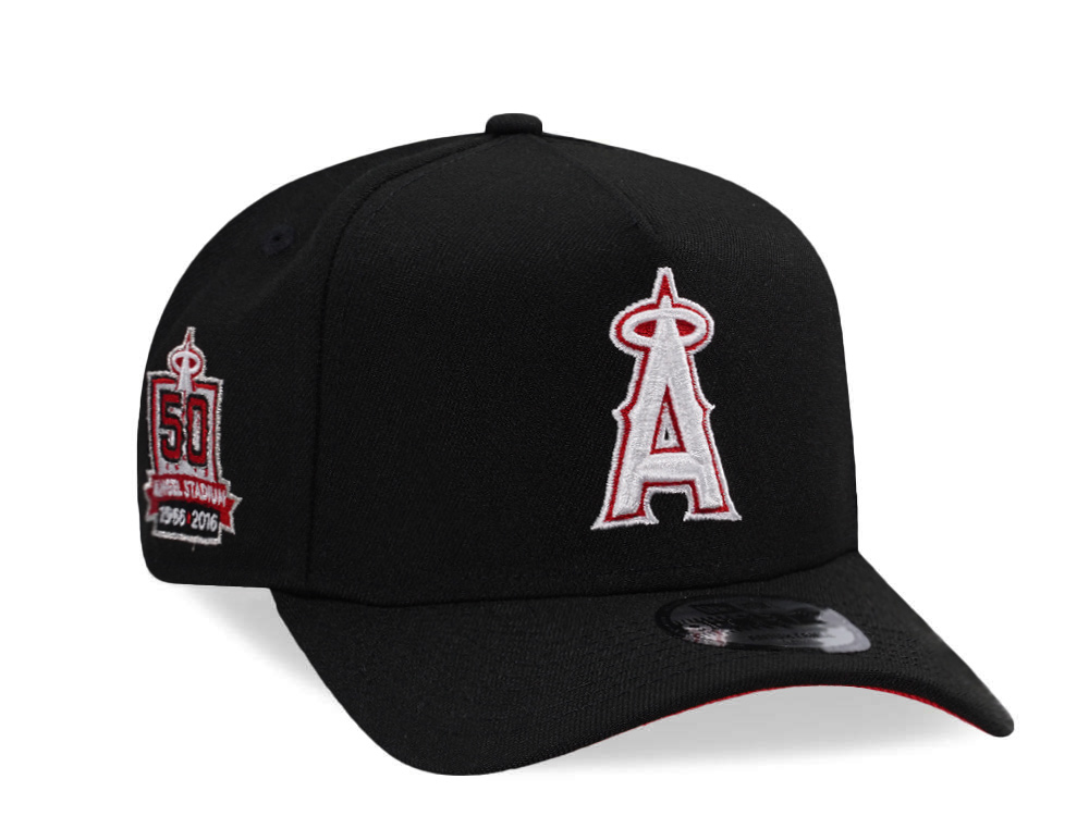 New Era Anaheim Angels 50th Stadium Anniversary Red Detail Edition 9Forty A Frame Snapback Hat front