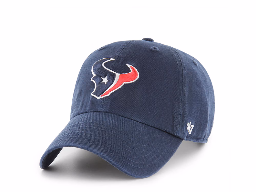 47Brand Houston Texans Navy Classic Edition Clean Up Strapback Hat front