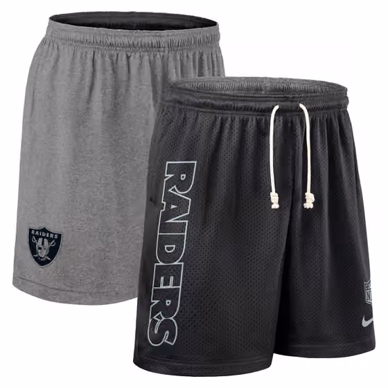 Las Vegas Raiders 2025 NFL Sideline Reversible Mesh Nike Dri-FIT Shorts Black view 1