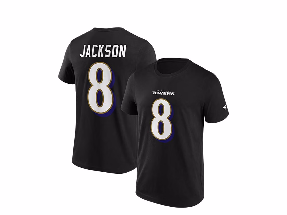 Fanatics Baltimore Ravens Lamar Jackson Name & Number T-Shirt front