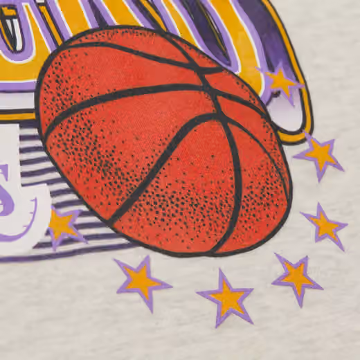 Los Angeles Lakers Slammin Mitchell & Ness NBA Hoodie Oatmeal Heather view 5