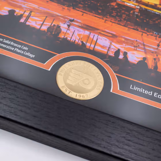 Philadelphia Flyers 2-Time Stanley Cup Champions Bronze Coin Framed NHL Photo view 2