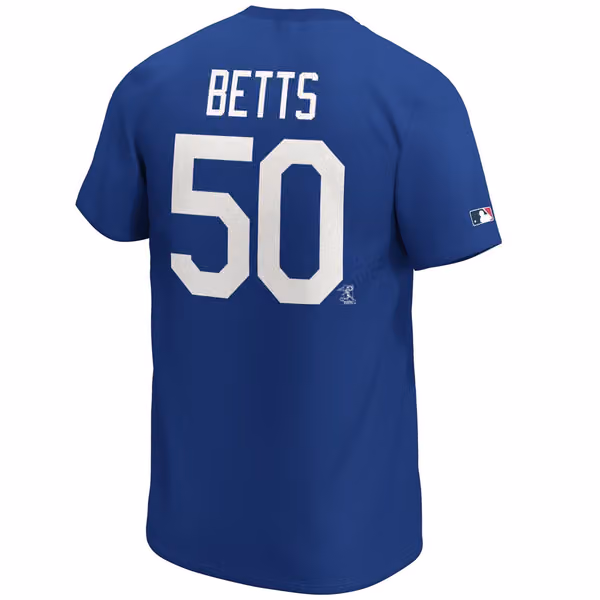 Mookie Betts #50 Los Angeles Dodgers Fanatics Iconic Player MLB T-Shirt Blue view 3