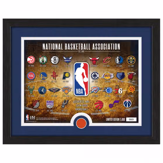 Highland Mint NBA Logos & Team-Used Basketball Frame view 1