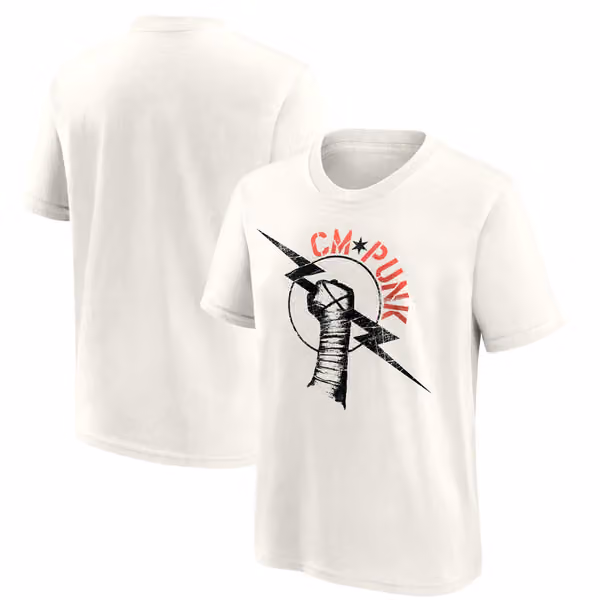 CM Punk WWE Superstar T-Shirt Cream (YOUTH) view 1