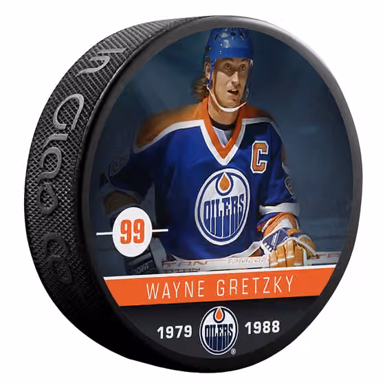 Wayne Gretzky Edmonton Oilers Alumni NHL Puck view 1