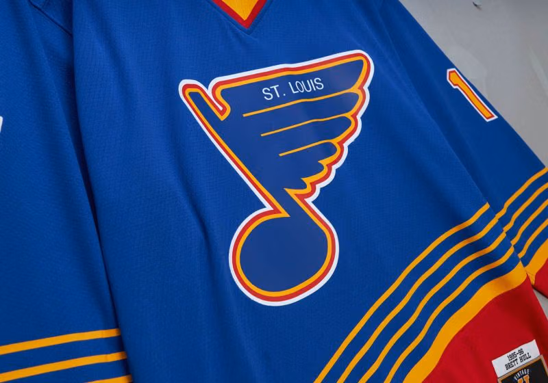 Brett Hull #16 St. Louis Blues 1995-96 Mitchell & Ness NHL Jersey view 4