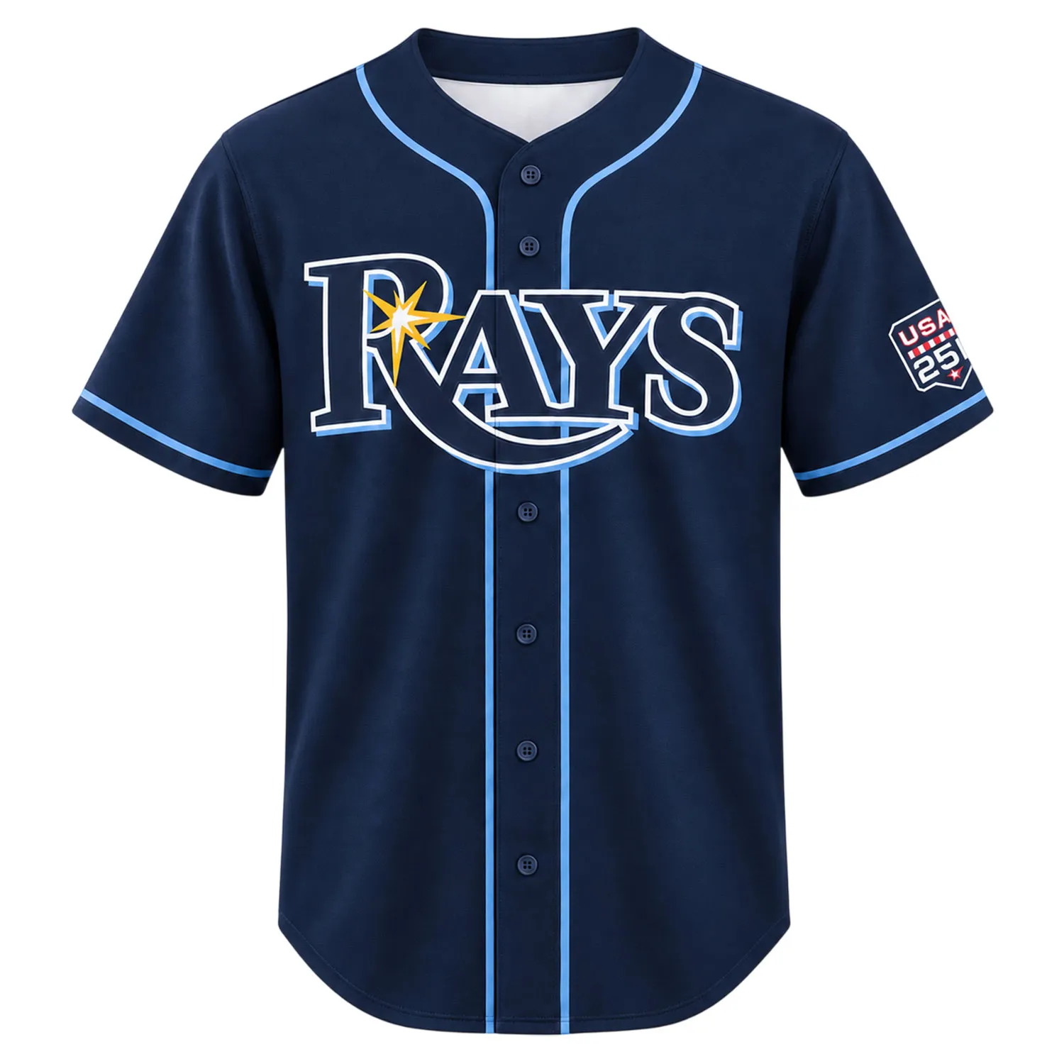 Custom Tampa Bay Rays Home Jersey Navy Bold Style