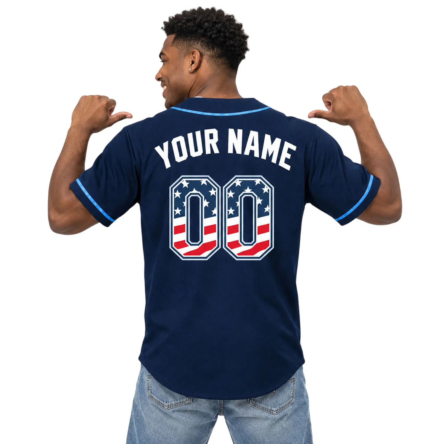Custom Tampa Bay Rays Home Jersey Navy Bold Style