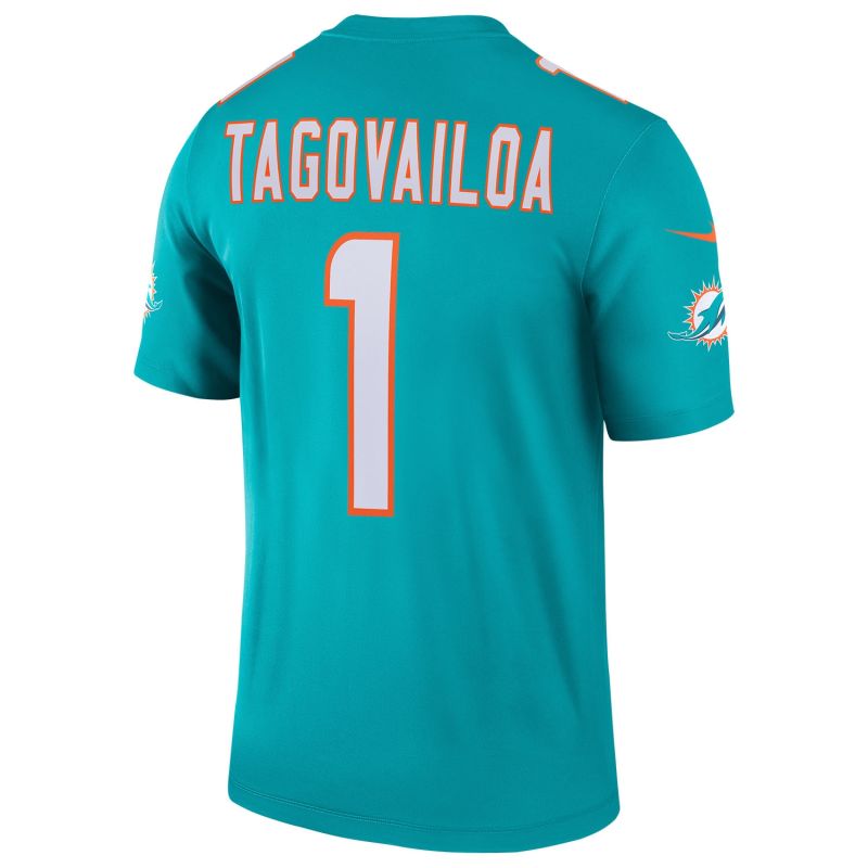 Tua Tagovailoa #1 Miami Dolphins Nike Legend NFL Jersey Aqua view 3