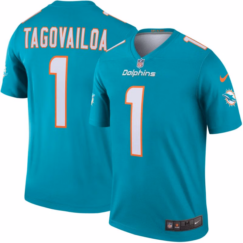 Tua Tagovailoa #1 Miami Dolphins Nike Legend NFL Jersey Aqua view 1