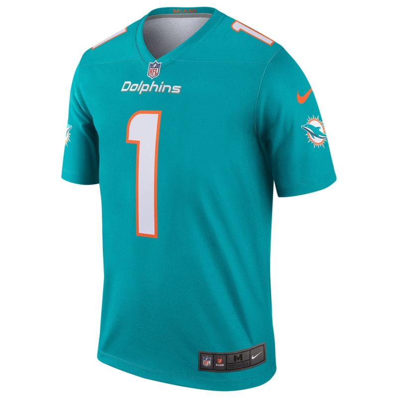 Tua Tagovailoa #1 Miami Dolphins Nike Legend NFL Jersey Aqua view 2