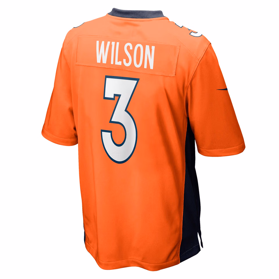 Russell Wilson #3 Denver Broncos Nike Game NFL Football Jersey Orange view 3