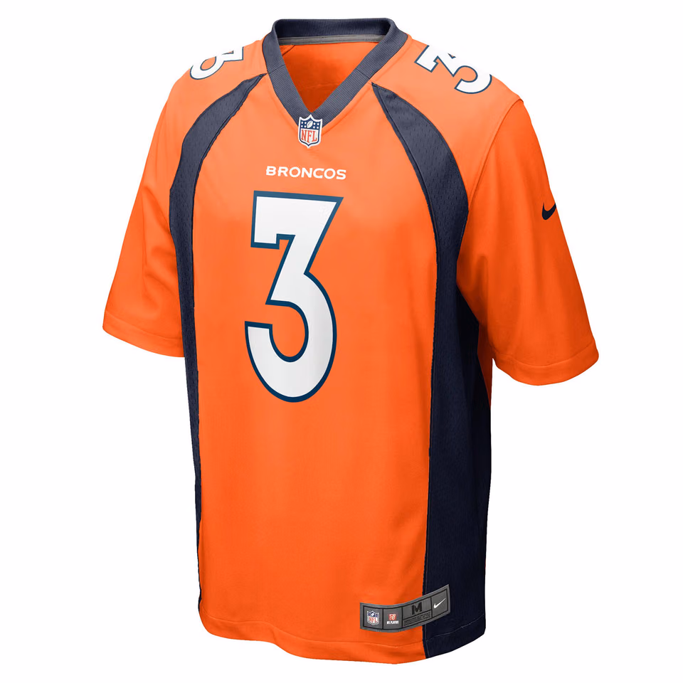 Russell Wilson #3 Denver Broncos Nike Game NFL Football Jersey Orange view 2