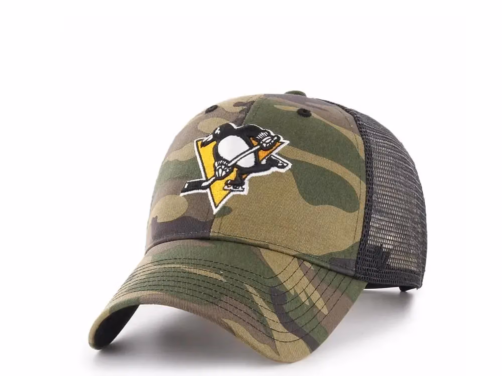 47brand Pittsburgh Penguins Classic Trucker Camo Snapback Hat front